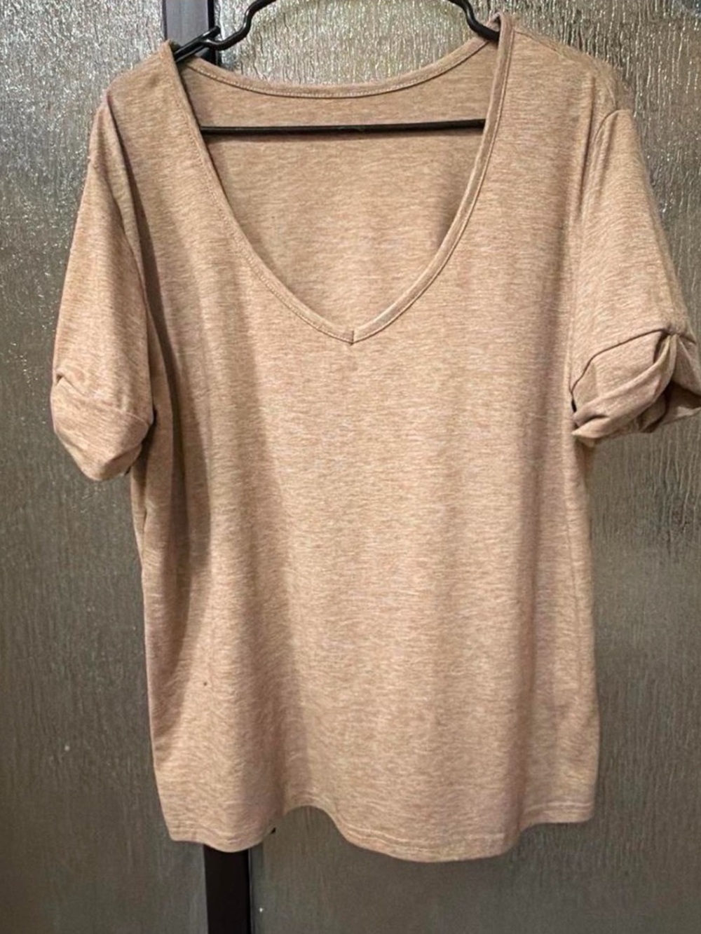 Women's Classic V-Neck Short Sleeve Tee in Taupe